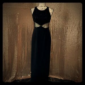 Black Formal Beaded & Mesh Dress